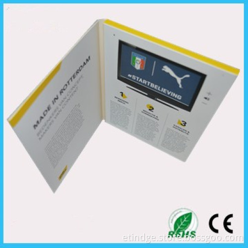 Promotion A4 A5 LCD Video Brochure Card and Invitation LCD Video Greeting Card